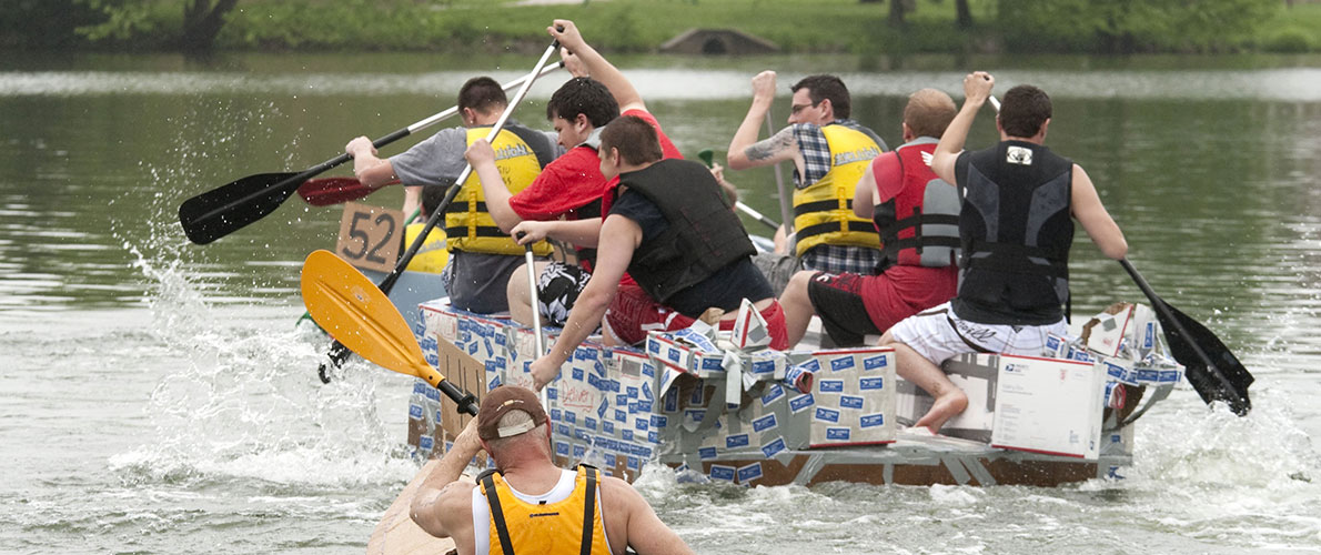 SIU Cardboard Boat Regatta contestants